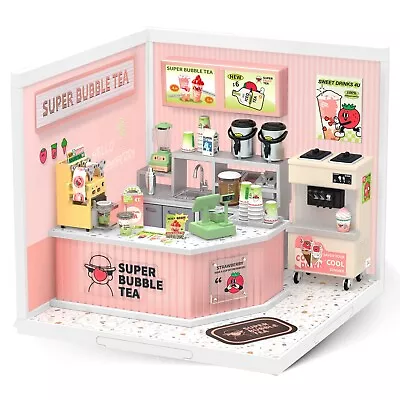 Buy Rolife Plastic House Building Set Toy LED DIY Miniature Dollhouse Milk Tea Shop • 33.99£