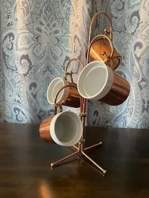 Buy Old Dutch International Copper Mugs W/ceramic Inserts And Stand • 19.20£