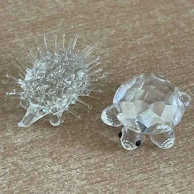 Buy 2 X Crystal Cut Glass Figures - Hedgehog & Turtle • 5.99£