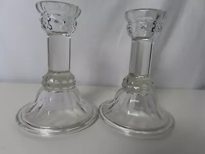 Buy Pair Vintage Cut Glass Taper Candle Holder  H12cm • 10.99£