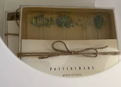 Buy Pottery Barn Glass Stirrers 2 Sets Of 4 Sea Ocean Beach Summer Party Theme • 36.43£