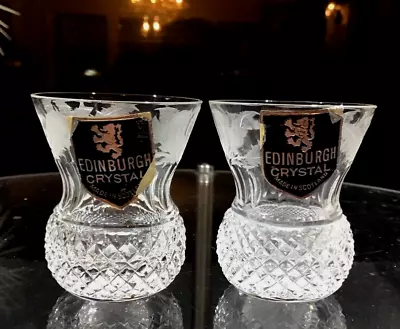 Buy 2 X Vintage Edinburgh Crystal Thistle Etched Dram/Shot Glasses - SIGNED. • 160£