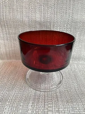 Buy Vintage Luminarc France Retro Ruby Red Sundae Fruit Dish Glass Clear Stem • 5£