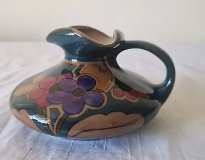 Buy Vintage Gouda Studio Art Pottery Small Jug Dutch Holland Green With Flowers • 14.99£
