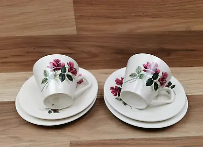 Buy 2 X Vintage Lord Nelson Countess Pink Roses Tea Trios - Cups/Saucers/Side Plates • 10.99£