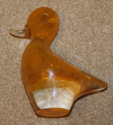 Buy British Orange Gold Studio Glass Duck Paperweight Figurine Kings Lynn Wedgwood • 19.95£