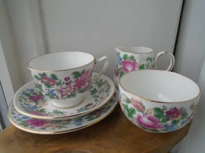 Buy Vintage Crown Staffordshire Bone China Tea Trio, Milk Jug & Sugar Bowl, Flowers • 9.99£