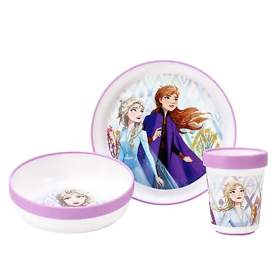 Buy Disney Frozen 3pcs Bicolor Kids Dinner Tableware Set Plate, Bowl & Tumbler • 9.99£