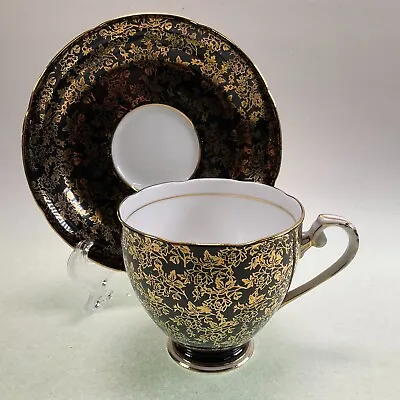 Buy Royal Grafton Fine Bone China Tea Cup & Saucer -  Gold Floral Motif - England • 18.89£