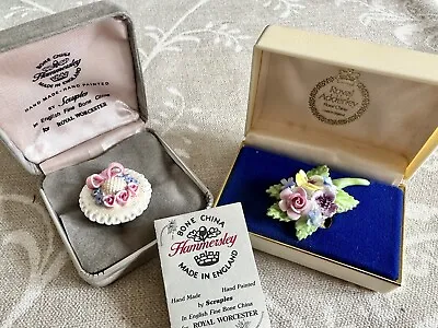 Buy Hammersley Vintage Brooch Flowers Roses & Royal Adderley Brooch. Boxed PERFECT! • 35£