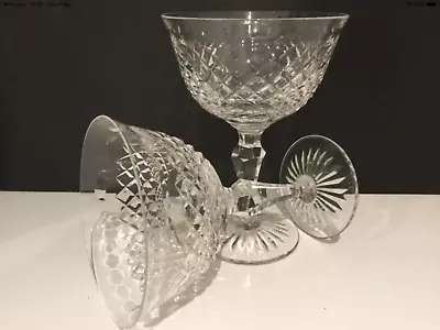 Buy 2 X “HARDWICKE  By Stuart Crystal CHAMPAGNE SAUCERS / COUPES GLASSES - Signed • 40£
