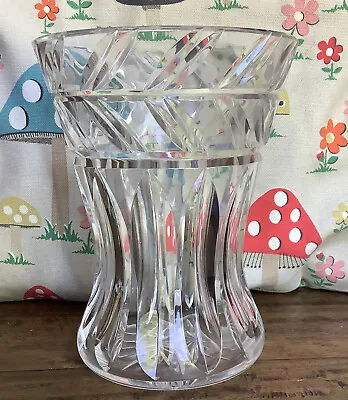 Buy Lovely Vintage Large Heavy Starburst Cut Glass Vase • 20£