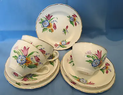Buy Vintage Midwinter Porcelon Burslem Spring Bouquet Floral Trio X3 • 14£