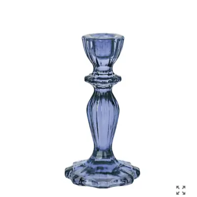 Buy Talking Tables Blue Glass Candlestick Holder | Decorative Taper Candle Stand • 7£