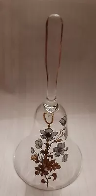Buy Vintage Glass Hand Bell Glass Ringer Floral Gilt Christmas Gift Clapper O65 • 3.99£
