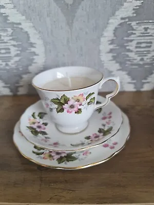 Buy Queen Anne..Fine Bone China Tea Cup/Saucer & Sandwich Plate + CANDLE SET Vintage • 14.99£