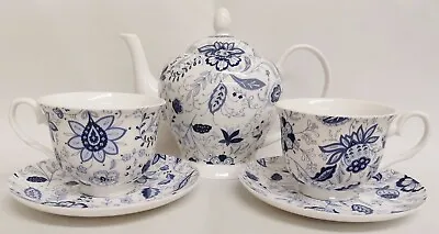 Buy Blue Persia Tea Set For Two Bone China Oriental Floral Teapot 2 Cups 2 Saucers • 48£