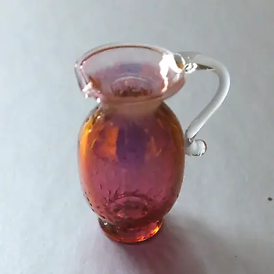 Buy Dolls House Miniatures: Cranberry Glass Jug With Clear Handle, 1:12 Scale • 6.95£