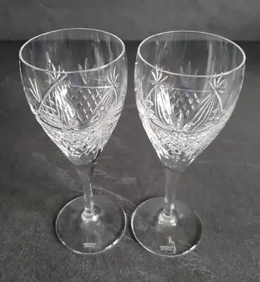 Buy 2 X Edinburgh Crystal Beauly Cut Pattern Wine Glasses 18cm Goblets Signed MINT • 24.99£