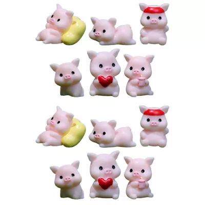 Buy  12 Pcs Pig Decor Outside Cake Toppers Miniature Garden Ornaments Sculpture • 8.05£