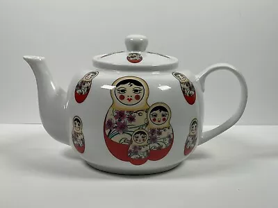 Buy Russian Dolls Design Fine China White Teapot 3 Pints By The Leonardo Collection • 24.95£