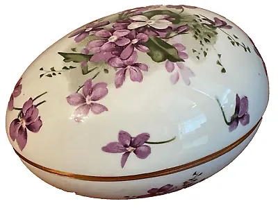 Buy Spode Group - Hammersley Bone China “Victorian Violets” ‘Easter Egg’ Trinket Box • 15£