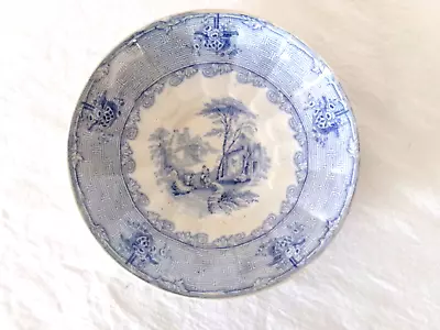 Buy Antique 1850 TESSINO BLUE TRANSFERWARE IRONSTONE SAUCER - No Cup - J. Clementson • 9.60£