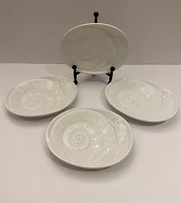 Buy BASSANO Set Of 4 Decorative/Appetizer  Plates Beige EmbossedSnails 5.5”x 7.25” • 27.92£