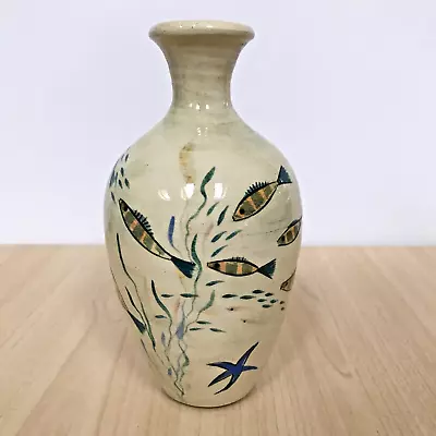 Buy Studio Pottery Decorative Fish Vase Signed 17cm Seaside Coastal Pretty Decor • 14.95£