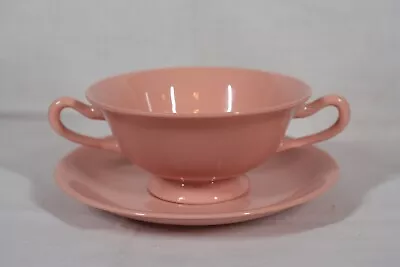 Buy Rare! Antique! Discontinued Lenox China Coral 2 Handled Soup & Saucer Set Mint • 48.05£