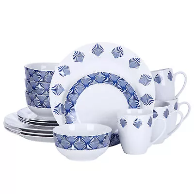 Buy VEWEET DREW 16 Piece Dinner Set Porcelain Plate Bowl Set Tableware Service For 4 • 44.59£