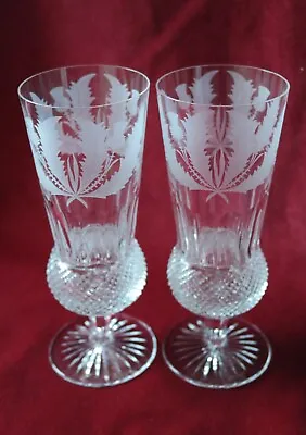 Buy Edinburgh Crystal Thistle Pattern - Two Champagne Flute Glasses • 190£