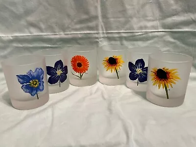 Buy Set Of 6 Dartington Designs Painted Flower Frosted Highball Glasses France • 38.41£