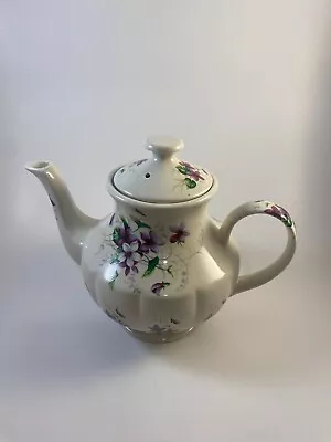 Buy Vintage Arthur Wood England Teapot White Bone China - Purple Daisies #5702 • 13.70£