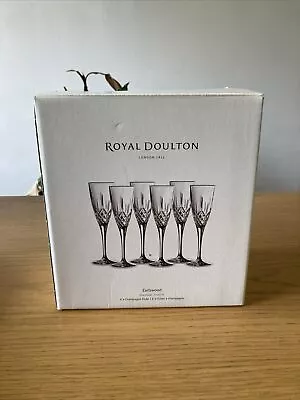 Buy Royal Doulton Earlswood Fine Crystal 6x Champagne Flute 40020044 • 70£