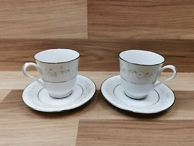 Buy 2 X Noritake Contemporary Fine China Essex Pattern Cups & Saucers • 10.99£