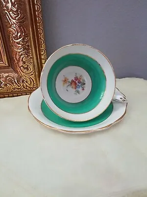 Buy Vintage FOLEY EB 1850 Bone China Green Floral Tea Cup & Saucer Made In England  • 7.68£