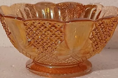 Buy Vintage Sowerby Marigold Carnival Glass Candy Bowl 1920s Pineapple Pattern • 9.99£