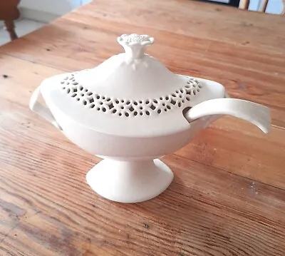 Buy Vintage Royal Creamware Sauce / Gravy Stand & Spoon With Pierced Rose Finial  • 39£