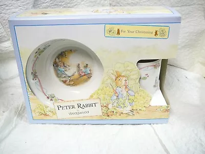 Buy  Peter Rabbit *For Your Christening* 3 Pc Set WEDGWOOD England Mug Plate Bowl • 24.65£