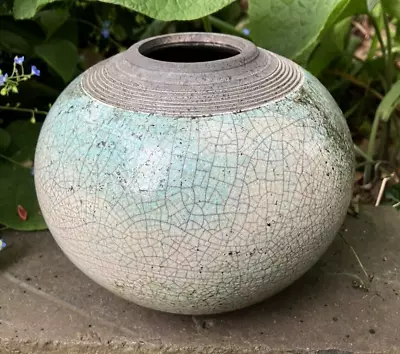 Buy Alex Shimwell Stoneware In Crackled Glaze Studio Pottery Ovoid Vase • 44.99£