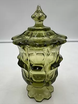 Buy Unique Mist Green Glass Covered Dish Sugar Bowl Unmarked 7 1/2  Tall EAPG • 19.21£