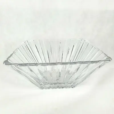 Buy Crystal Square Bowl High Quality Large Deep Cut Vertical Lines 5.5 H X 11 W VTG • 64.22£