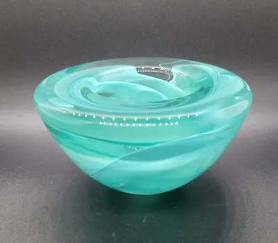 Buy KOSTA BODA Aqua Swirl Art Glass Jade Votive Candle Holder ATOLL Anna Ehrner • 28.34£