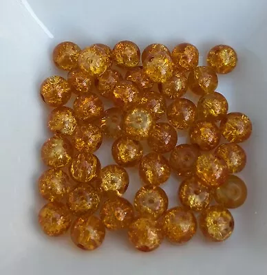 Buy 8mm Glass Golden Copper  Crackle Beads  • 1.29£