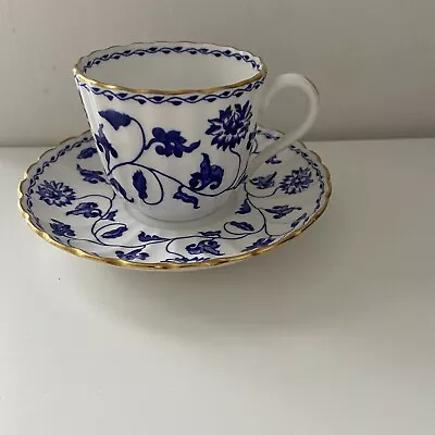 Buy Spode Colonel Coffee Cup Blue White Vintage Saucer Gold • 19.99£
