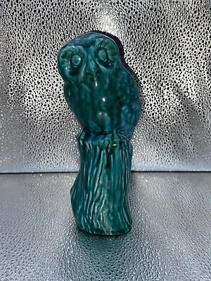 Buy Vintage Anglia Pottery Turquoise Ceramic Owl On Tree Stump Figurine AP160 7” • 15£