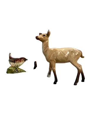 Buy Beswick Ceramic Wren And Deer Figurines Damaged In Need Of Repair Charity Sale • 9.99£