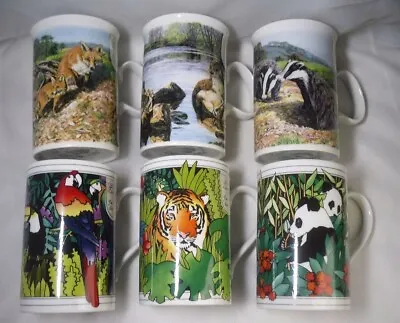 Buy 6 X Scottish Dunoon Stoneware China Wild & Tropical Animal Coffee Mugs (Boxed) • 19.99£