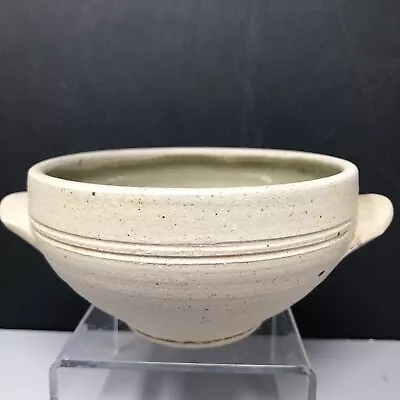 Buy Leach Stoneware Lugged Soup Bowl Ash Glaze Interior, Unglazed Exterior #753 • 35£